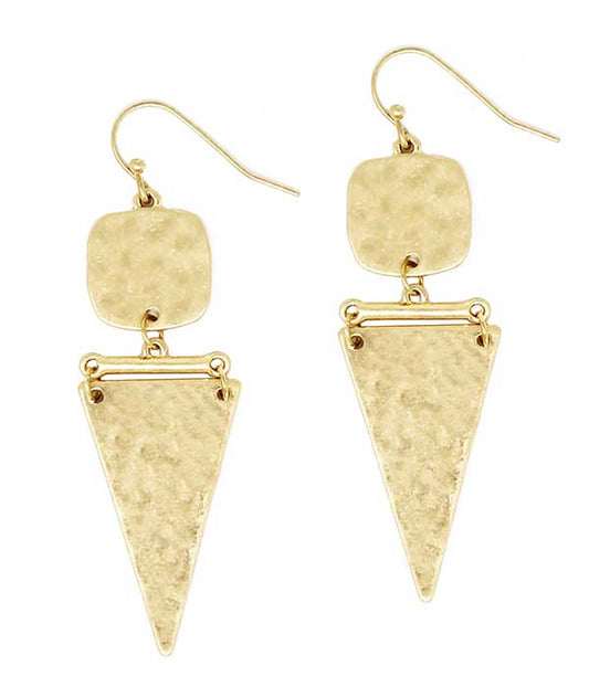TEXTURED METAL TRIANGLE DROP EARRING-0